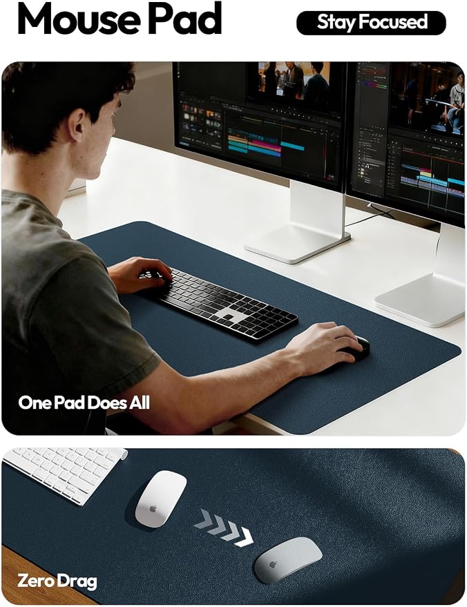 YSAGi Leather Desk Pad Protector, Office Desk Mat, Large Mouse Pad, Non-Slip PU - Image 5