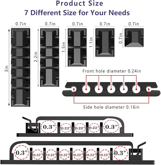 ELII 327 PCS Cable Management Kit 4 Cable Cable Sleeves, 65 Cable Clips - Image 5