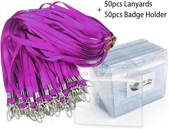 Lanyard with ID Holder 50 Pcs Waterproof Name Tag Badge ID Card Holders ID Pass - Image 6