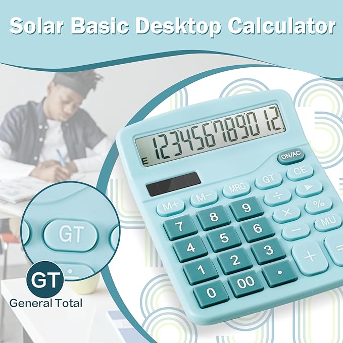 12-Digit Calculator, Desktop Calculators with Big Buttons and Large Display,Office Calculators Desktop,Solar Battery Dual Power,Desk Calculator for Office Home(Blue,8 Pack)-DeskLoop Office