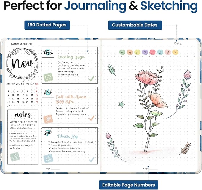 Dotted Journal Notebook for Women & Men, Hardcover Leather Journal for Writing - Image 3