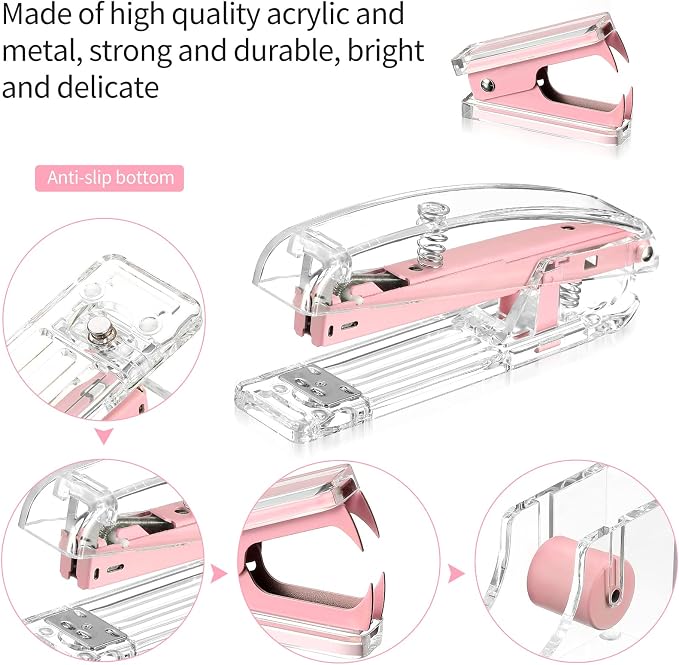 Office Supplies Set Desk Accessory Kit, Acrylic Stapler Set Staple Remover - Image 3