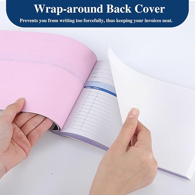 6 Pack Invoice Receipt Book, 3-Part Carbonless, 5-9/16" x 8-7/16" Invoice Book - Image 5