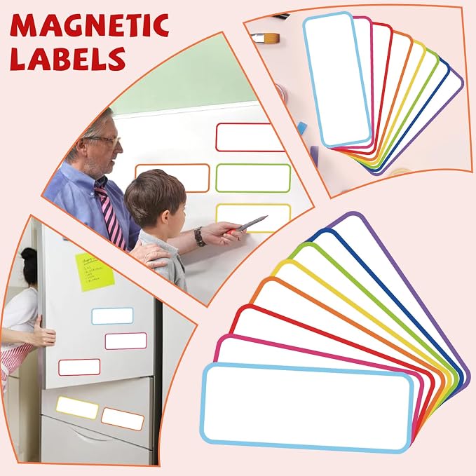 72 Pcs Dry Erase Magnetic Labels Border, 3.2" x 1.2" 8 Colors | Reusable - Image 7