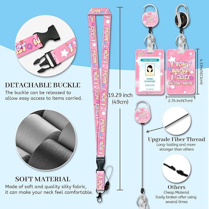 Hancynir Lanyards for Id Badges, Cute Funny Badge Holder - Image 4