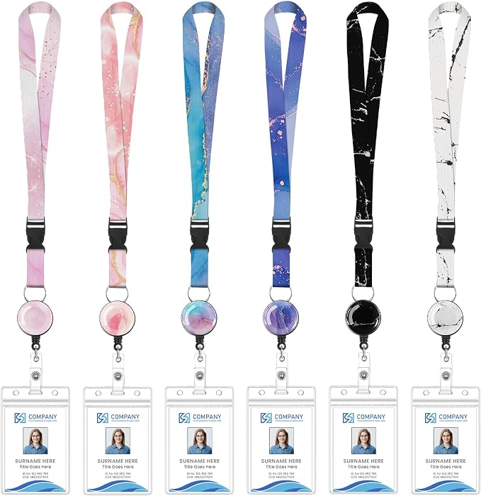 6 Pack Lanyards for Id Badges, Badge Lanyard Retractable Lanyard Detachable by Prudiut
