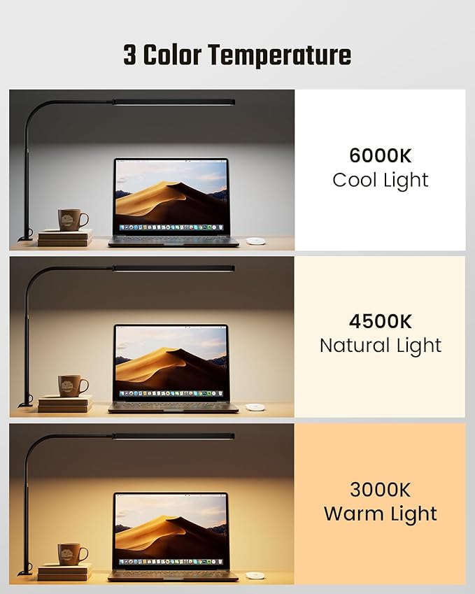 SUPERDANNY Eye-Caring LED Desk Lamp 360° Flexible Gooseneck Work Lamp - Image 5