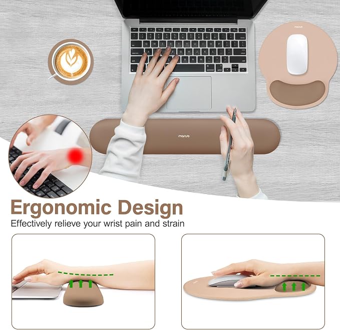 MOSISO Wrist Rest Support for Mouse Pad&Keyboard Set, Circle Curved Ergonomic - Image 3