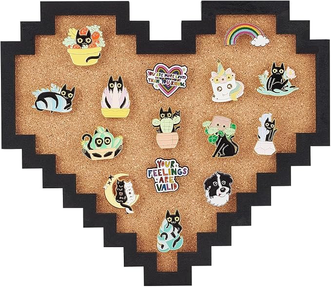 BENECREAT Pin Board Pixel Heart Cork Board, 0.8inch Thick Wall Mounted Cork by BENECREAT
