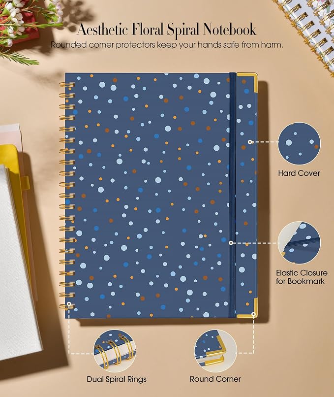 Cute Spiral Notebook Journal for Women, 200 Pages Lined Notebooks 8.5” x 11” - Image 2