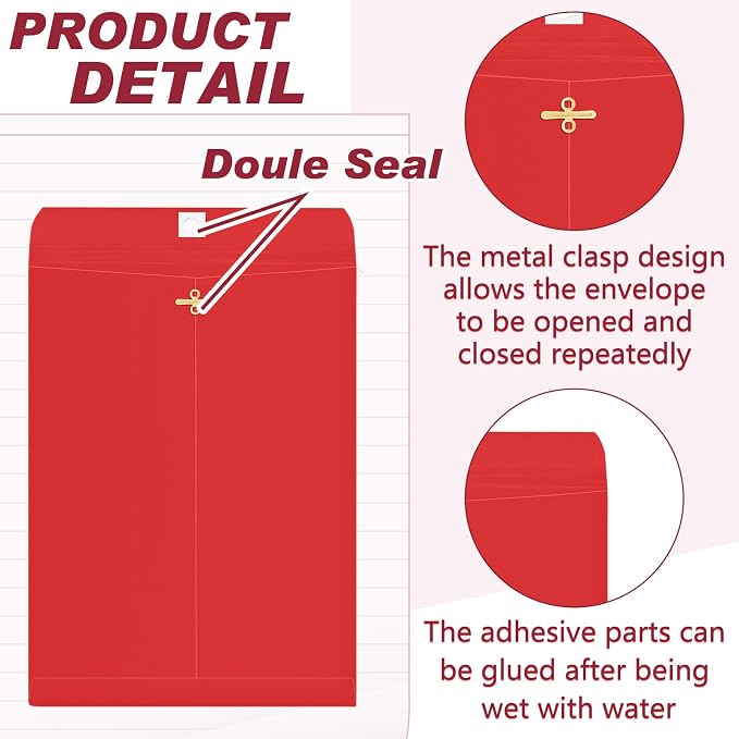 Geyee 50 Pcs 9 x 12 Inch Clasp Envelopes Letter Size Mailing Envelopes - Image 5