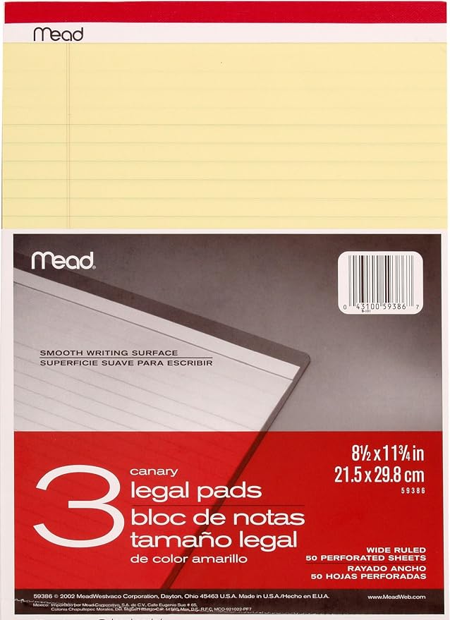 Mead Legal Pads, Wide Ruled Paper, 8-1/2" x 11-3/4", 50 Sheets, Steno Pads - Image 4