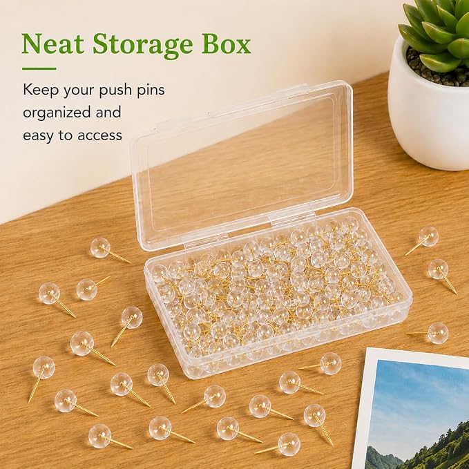 100 Pcs Clear Round Decorative Push Pins - Image 5