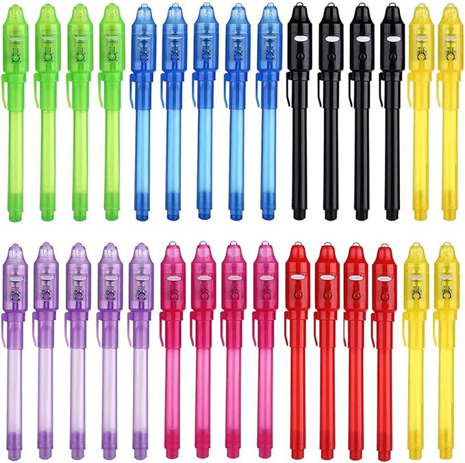 30PCS Invisible Ink Pens with UV Light, Party Favors for Kids, Spy Pens, Magic Pen Disappearing Ink for Writing Secret Message, Classroom Prizes, Stocking Stuffers-DeskLoop Office