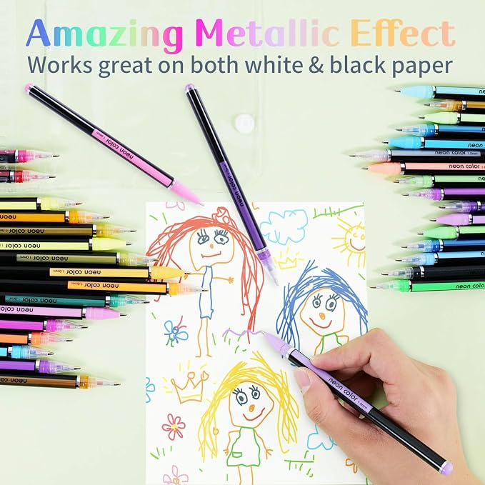 60 Colors Glitter Gel Pens, Colored Gel Pens Set - Image 4