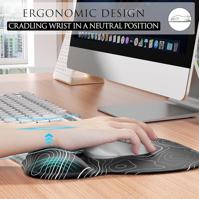 MROCO Ergonomic Mouse Pad Gel Wrist Rest, 9.4 x 8.1 in, Gel Wrist Comfort - Image 4
