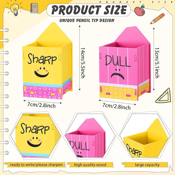 DoubleFill 2 Pcs Pencil Shaped Holder Sharp Dull Holder Wooden Dispenser Pencil - Image 2