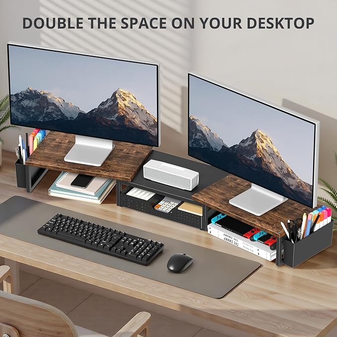 OPNICE Desk Organizers and Accessories, Dual Monitor Stand Riser - Image 3