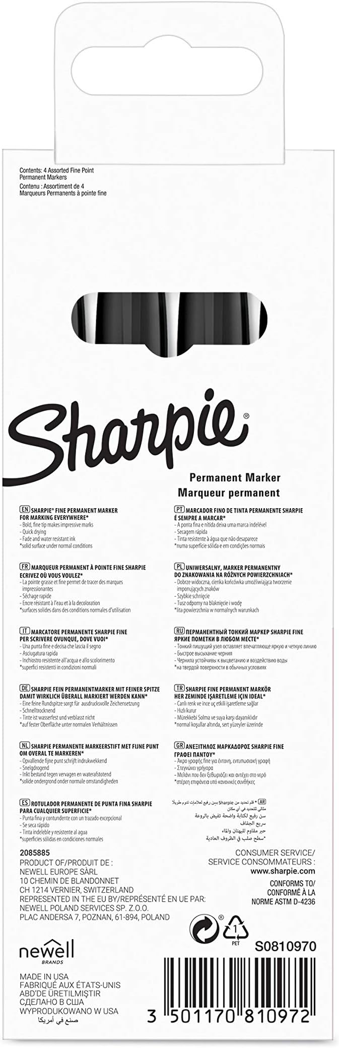 Sharpie Permanent Markers | Fine Point | Assorted Colours | 4 Count - Image 8
