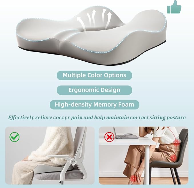 SheRest Seat Cushion, Ergonomic Memory Foam Cooling Cushion, Pressure Relief - Image 5