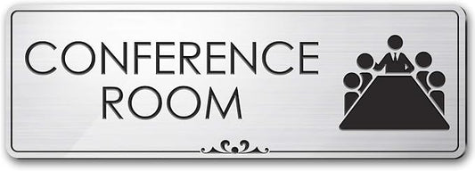 Conference Room Sign Office Meeting Sign, Brushed Silver, Fade Resistance by MySignCenter