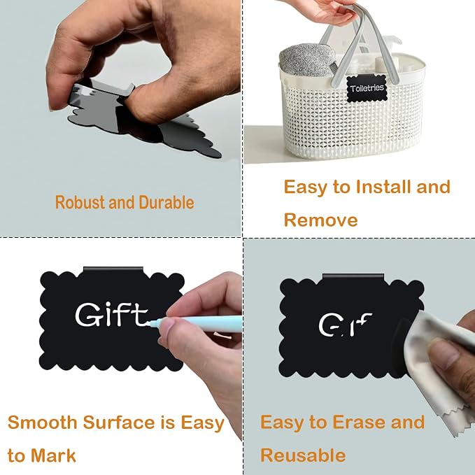 20 Reusable Basket Labels with Clip-On Design, Includes 2 White Chalk Markers - Image 3