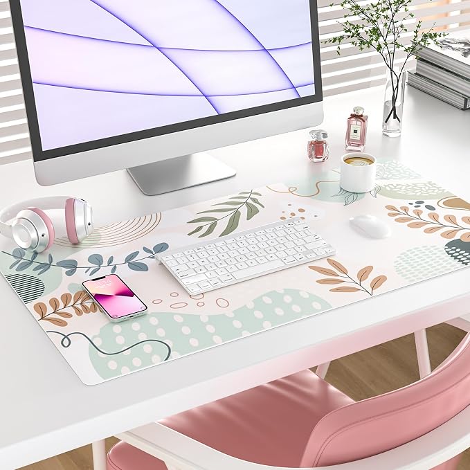 Colorful Star Large Mouse Pad, Abstract Botanical Waterproof Desk Mat, Boho - Image 2