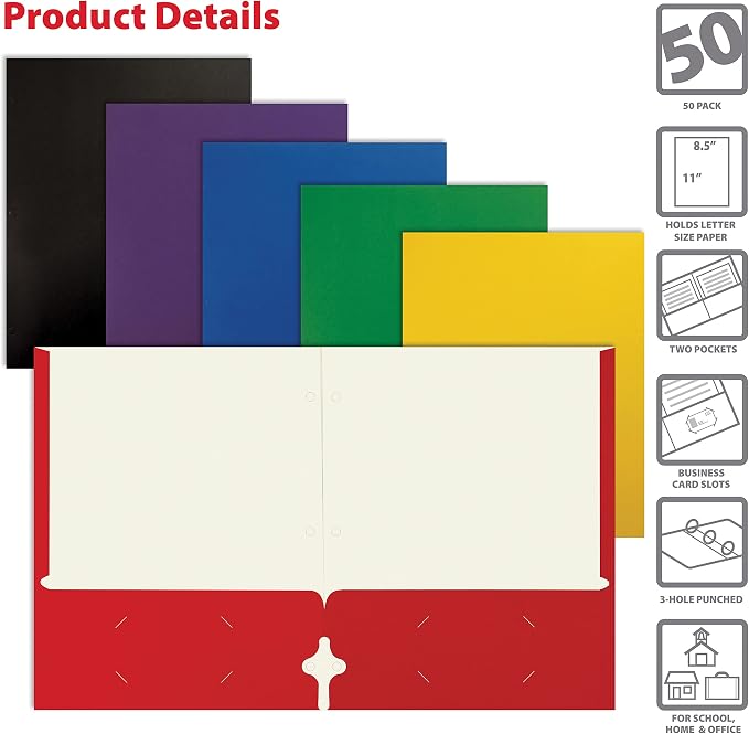 Better Office Products 2 Pocket Paper Folders, Letter Size Paper Portfolios - Image 3
