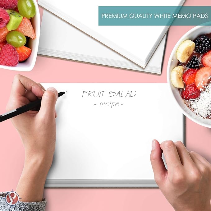 8.5 x 5.5" Blank White Memo Pads - Image 4