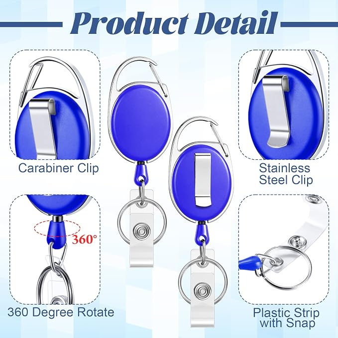 Laumoi 60 Pack Heavy Duty Retractable Badge Holder Reel - Image 3