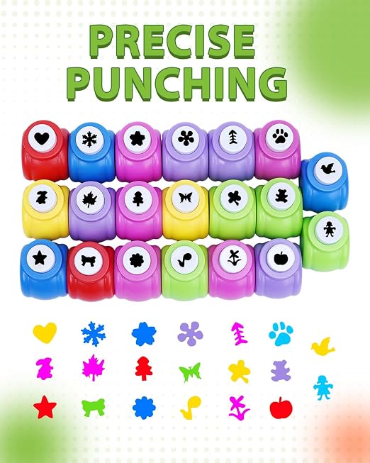 UCEC 20PCS Mini Hole Punch Shapes, Star Heart Paper Punches - Image 2