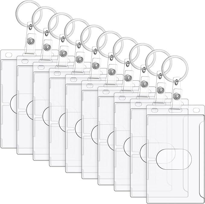 Marspark 10 Pack Keychain Card Holder Plastic Heavy Duty Badge Holder Vertical by Marspark