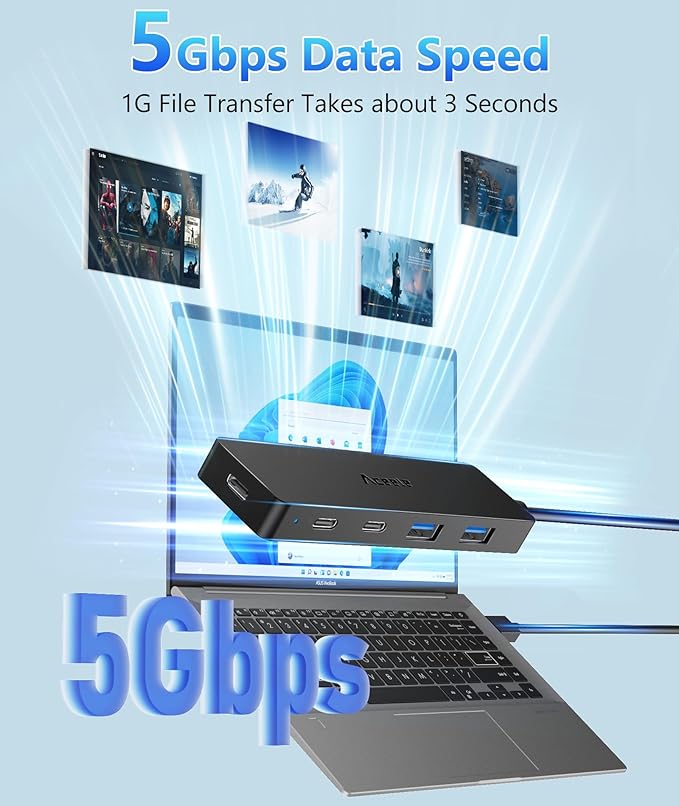 Aceele USB Hub 3.0 Splitter with 2 USB-C and 2 USB-A, 4 Ports Ultra-Slim Multiport Expander Adapter with 4ft Extension Long Cable Cord, USB Extender for Desktop, Computer, PC, Laptop, iMac and More-DeskLoop Office