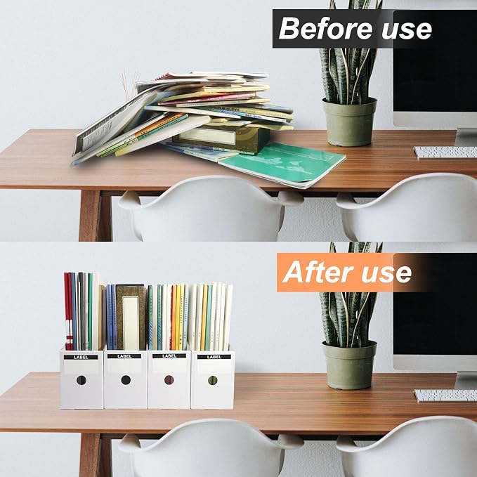 Limitliho 24 Pack White Cardboard Magazine File Holder - Image 6