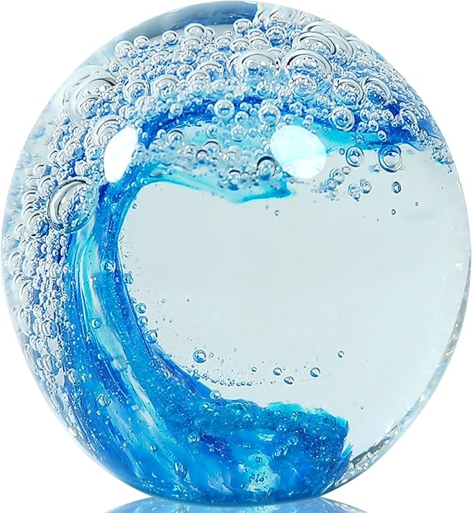 Ocean Wave Glass Ball by HandBlownGlassArt