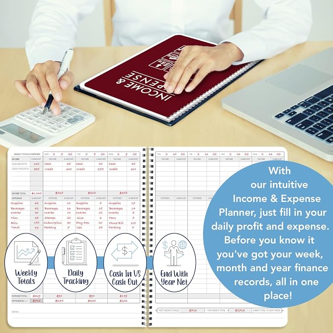 BookFactory Income and Expense Log Book/Tracker/Small Business Ledger - Image 3