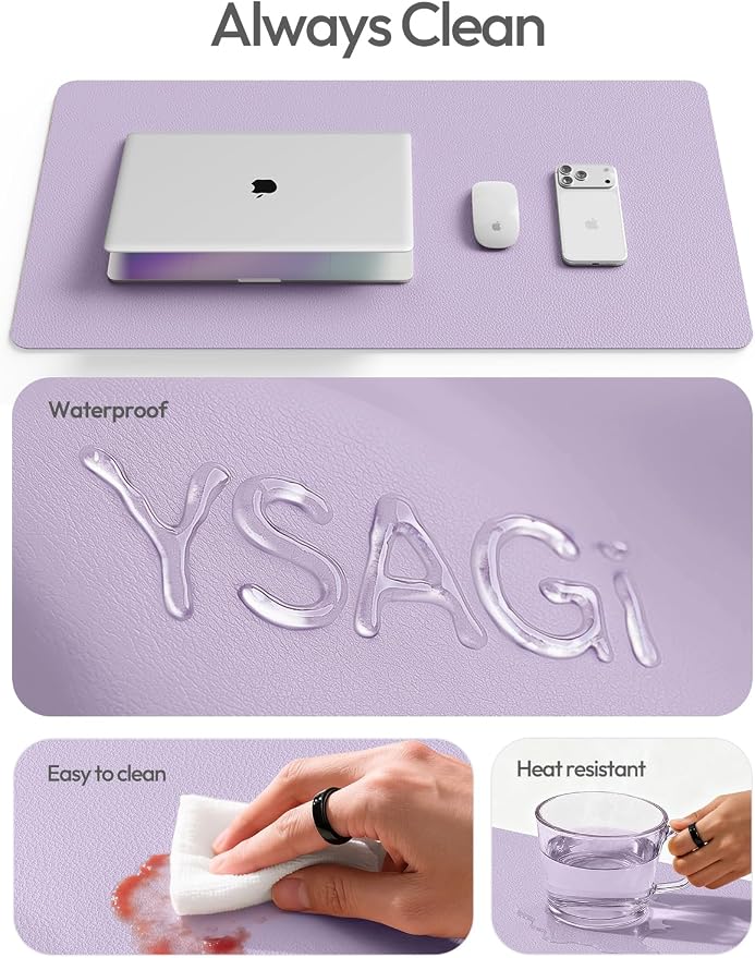 YSAGi Leather Desk Protector, Office Mat, Large Mouse Mat, Non-Slip PU Leather - Image 8