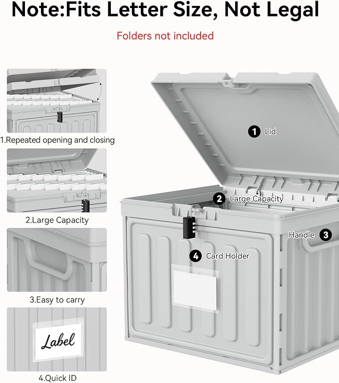 Oterri Lockable Plastic File Box - Image 7