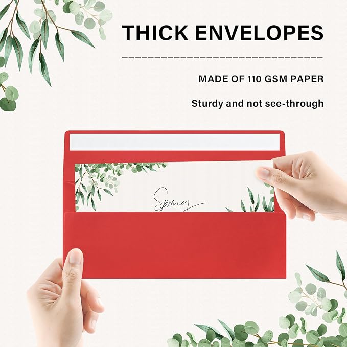 200 Pack #10 Business Envelopes, Self Seal Standard Christmas Red Envelopes - Image 3