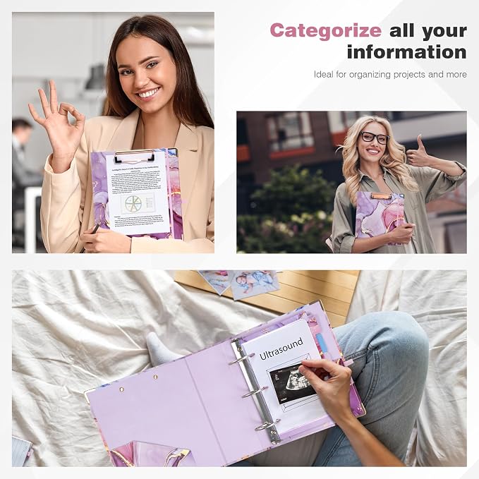 Ospelelf Mini 3 Ring Binder, 2 Inch, Cute Pink Marble Binder - Image 4
