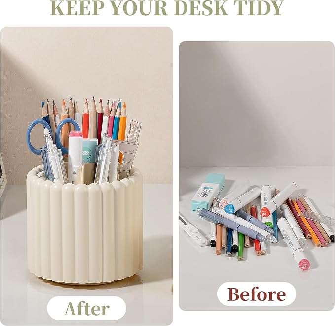 Anyoifax 360° Rotating Pen Holder 7 Slots Desk Organizer Removable Pencil Cup - Image 4