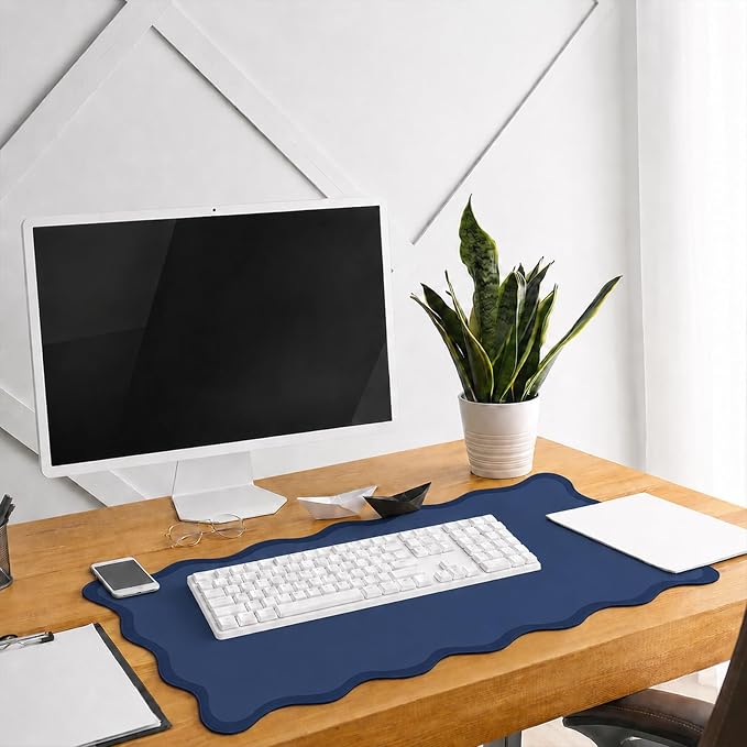 Hahafelt Scalloped Desk Mat Large Desk Pad Cute Coquette Table Mat Back to - Image 6