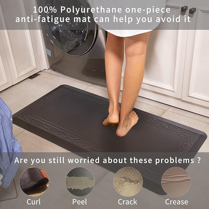 20x 42 Inch Extra Support Anti Fatigue Comfort Kitchen Mat, Waterproof Long Kitchen Runner, Non-Slip Standing Desk Mat, Commercial Pads for Offices, Home, Garages (Bordeaux Coffee, 20'' x 42'')-DeskLoop Office