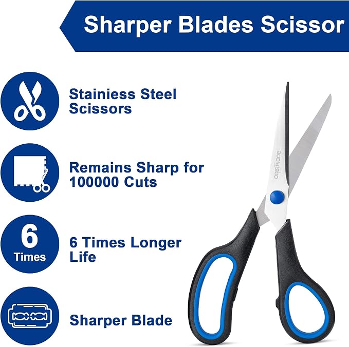 Scissors, BOOMIBOO 8" All Purpose 24 Pack - Image 4