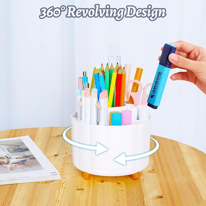 360 Rotating Pencil Pen Holder for Desk, Cute Office Supplies, Desk Accessories - Image 2