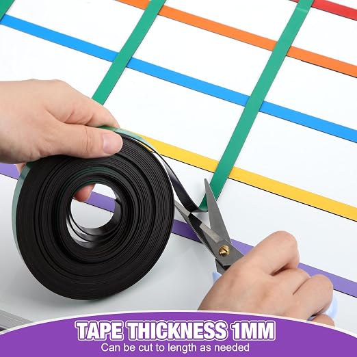 6 Rolls Mix Color Magnetic Tape Roll Thin Strips, 1/4 Inch x 33 ft Magnetic - Image 6