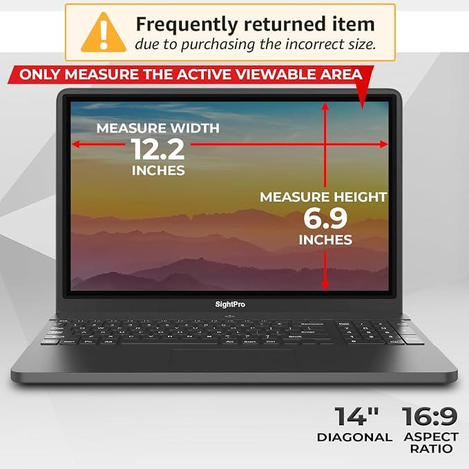 SightPro Magnetic Laptop Privacy Screen 14 Inch 16:9 - Image 2