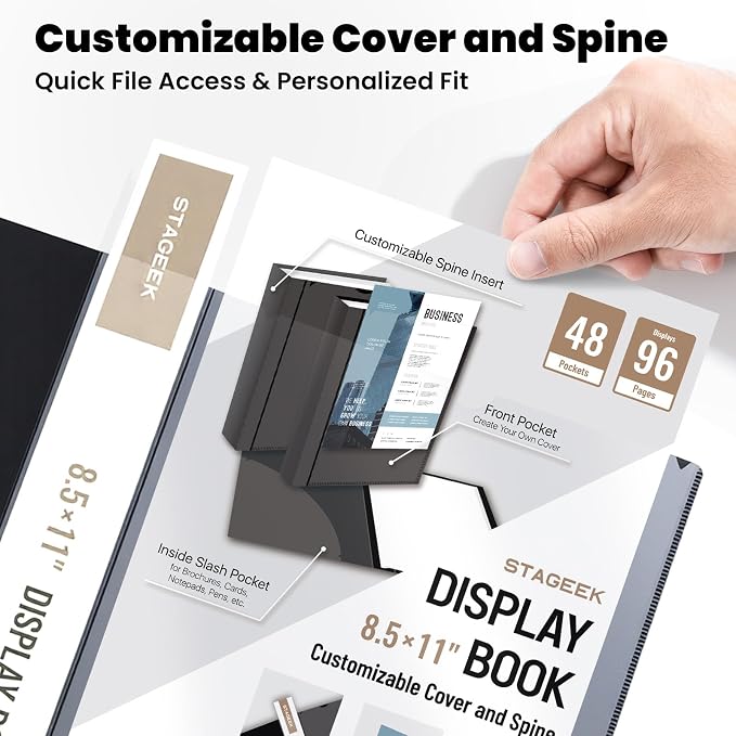 STAGEEK 48-Pocket portfolio binder display 96 pages, 8.5x11 Binder - Image 3