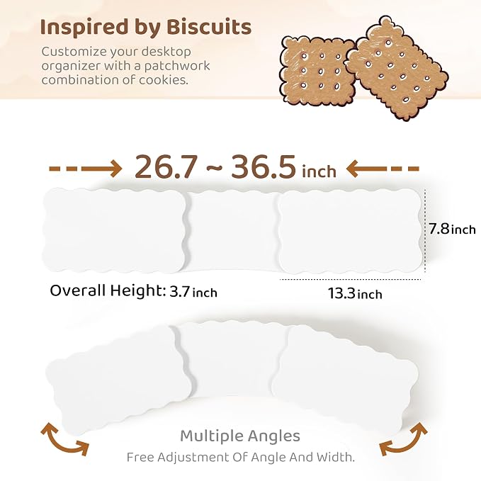 AFOOYO Dual Monitor Riser, Cookie-Shaped Adjustable Length & Swivel Angle - Image 3
