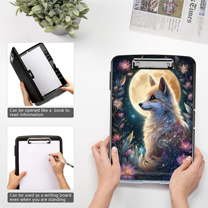 Clipboard with Storage, High Capacity Blue Octopus with Glasses Storage - Image 4